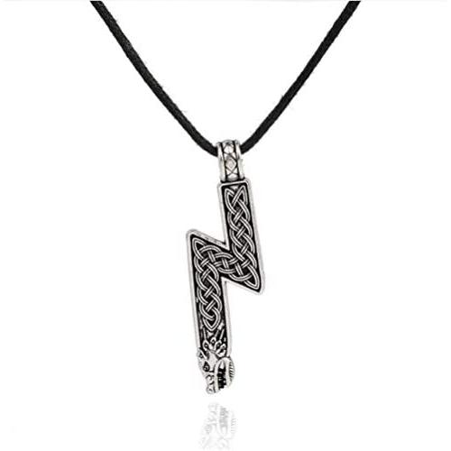 My Shape Vintage Celtic Knot Pendant with Wolf Heads Runic Gothic Amulet Necklace