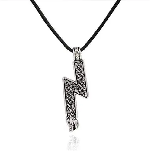 My Shape Vintage Celtic Knot Pendant with Wolf Heads Runic Gothic Amulet Necklace My Shape Vintage Celtic Knot Pendant with Wolf Heads Runic Gothic Amulet Necklace