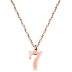 ENSIANTH Lucky Number Necklace Stainless Steel Pendant Necklace Birthday Gift Rose Gold Necklace Number 0-9
