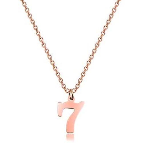 ENSIANTH Lucky Number Necklace Stainless Steel Pendant Necklace Birthday Gift Rose Gold Necklace Number 0-9