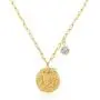HJL Birth Flower Necklace for Women 18K Gold Plated Paperclip Chain Necklace Month Flower Embossed Coin Disc Pendant Necklace Bohemian Personalized Birthday Jewelry Gift