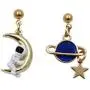 Cosmic Series Saturn Asymmetric Astronaut Drop&Dangle Earrings for Women, Moon Planet Star Earrings for Girls Birthday Graduation Gift