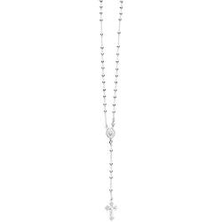 Ritastephens Italian Sterling Silver 3mm Rosary Bead Virgin Mary Cross Necklace, 20''