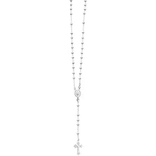 Ritastephens Italian Sterling Silver 3mm Rosary Bead Virgin Mary Cross Necklace, 20'' Ritastephens Italian Sterling Silver 3mm Rosary Bead Virgin Mary Cross Necklace, 20''