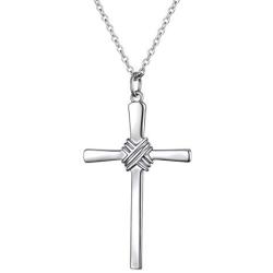 Easter Gifts Women Mens Cross Necklace 925 Sterling Silver Unisex Crufix Necklaces for Boys Girls with Strong 24 Inches Long Chain Jewelry