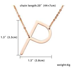 RINHOO Stainless Steel Large Silver Initial Alphabet 26 Big Letters Script Name Pendant Chain Necklace from A-Z