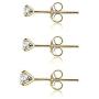 3 Pair Set 14K Gold Cubic Zirconia Round Stud Earrings for Men Women Girls, 3mm 4mm 5mm