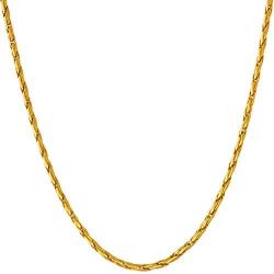 Lifetime Jewelry 2mm Twister Weave Chain Necklace for Women & Men 24k Gold Plated