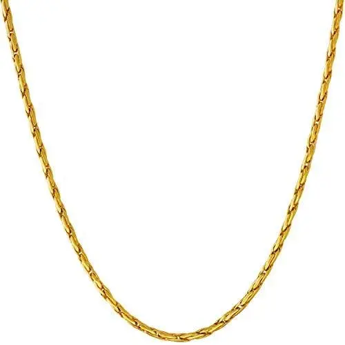 Lifetime Jewelry 2mm Twister Weave Chain Necklace for Women & Men 24k Gold Plated