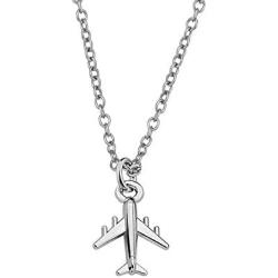 FUSTYLE Airplane Necklace Aircraft Pendant Flight Attendant Jewelry Pilot Gifts for Aviation Traveler (Silver)
