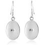 Simple Oval Shaped Simulated Blue Lapis-Lazuli Inlay on .925 Sterling Silver Dangle Earrings