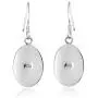 Simple Oval Shaped Simulated Blue Lapis-Lazuli Inlay on .925 Sterling Silver Dangle Earrings