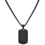 Geoffrey Beene Stainless Steel Mens Dog Tag Necklace with Cubic Zirconia Stone