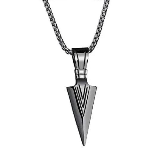 Rinspyre Mens Arrowhead Necklace Gold Stainless Steel Biker Punk Indian Arrow Pendant with 22 Inch Chain Rinspyre Mens Arrowhead Necklace Gold Stainless Steel Biker Punk Indian Arrow Pendant with 22 Inch Chain