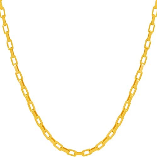 Lifetime Jewelry 3mm Paperclip Chain Necklace for Women and Men 24k Gold Plated