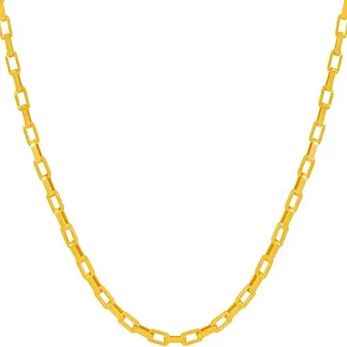 Lifetime Jewelry 3mm Paperclip Chain Necklace for Women and Men 24k Gold Plated Lifetime Jewelry 3mm Paperclip Chain Necklace for Women and Men 24k Gold Plated