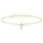 GELIN Angel Wings Crucifix Cross CZ Strand Bracelet for Women in 14k Yellow Gold