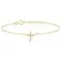 GELIN Angel Wings Crucifix Cross CZ Strand Bracelet for Women in 14k Yellow Gold
