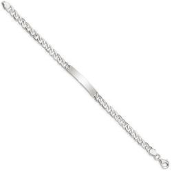 Solid 925 Sterling Silver Engravable Identification Name Bar Tag Baby ID Curb Cuban Link Bracelet - with Secure Lobster Lock Clasp 6'' (Width = 5mm)