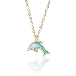 JUESJ Cute Alloy Little Dolphin Pendant Necklace，Colour Little Fish Resin Marine Animal Necklace for Women Girls Fashion Jewelry Gifts