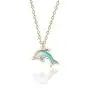 JUESJ Cute Alloy Little Dolphin Pendant Necklace，Colour Little Fish Resin Marine Animal Necklace for Women Girls Fashion Jewelry Gifts