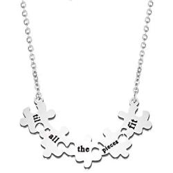 Till All The Pieces Fit Necklace Puzzle Piece Friendship Necklace Autism Awareness Jewelry