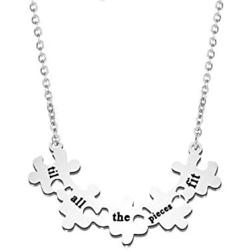 Till All The Pieces Fit Necklace Puzzle Piece Friendship Necklace Autism Awareness Jewelry