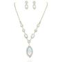 SP Sophia Collection Womens Elegant Bridal Halo Marquise and Round Austrian Crystal Jewelry Necklace and Stud Post Dangle Earring Jewelry Set