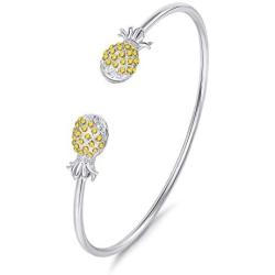 KOAEM Silver 3D Dolphin Bracelet Elegant Green/Blue/Pink Crystal Spring Bangle Gift for Friend Sister Mom Wife Daughter