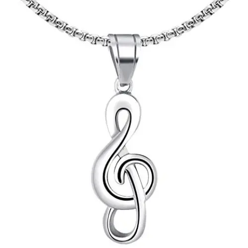 Fusamk Fashion Music Titanium Steel Note Symbol Pendant Charm Necklace Fusamk Fashion Music Titanium Steel Note Symbol Pendant Charm Necklace