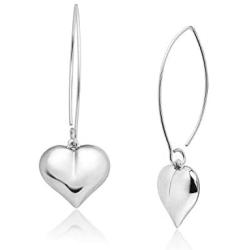 Big Apple Hoops - Mothers Day Valentine Love Heart Dangle Drop Earrings Made from Real Solid 925 Sterling Silver in 3 Color Rose, Silver or Gold with Protective Electrocoated Finish for Maximum Anti-Tarnish