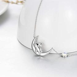 PEIMKO 925 Sterling Silver Infinity Cute Animals Bunny on the Moon/Elephant Holding Rose/Sunflower Pendant Necklace, Good Luck Elephant Necklace Jewelry Gifts for Women Ladies