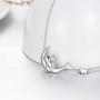 PEIMKO 925 Sterling Silver Infinity Cute Animals Bunny on the Moon/Elephant Holding Rose/Sunflower Pendant Necklace, Good Luck Elephant Necklace Jewelry Gifts for Women Ladies