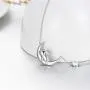 PEIMKO 925 Sterling Silver Infinity Cute Animals Bunny on the Moon/Elephant Holding Rose/Sunflower Pendant Necklace, Good Luck Elephant Necklace Jewelry Gifts for Women Ladies
