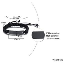 XUANPAI Custom Free Engraving Handmade Braided Rope Medical Alert ID Bracelet Emergency Wristband for Men Women,Adjustable