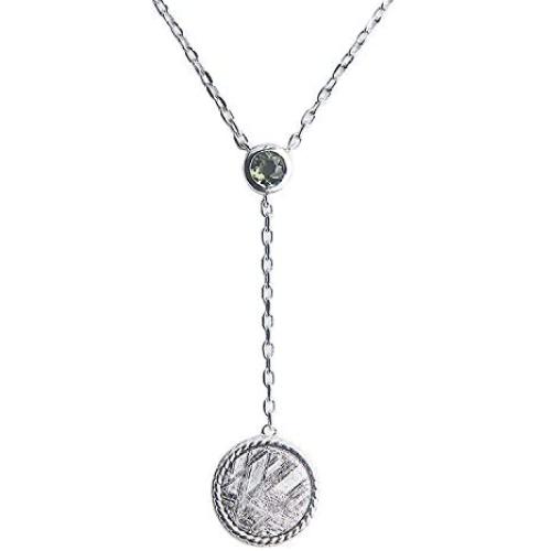 Genuine Natural Gibeon Meteorite Moldavite Gemstone Silver Fashion Pendant Necklace AAAA 12mm