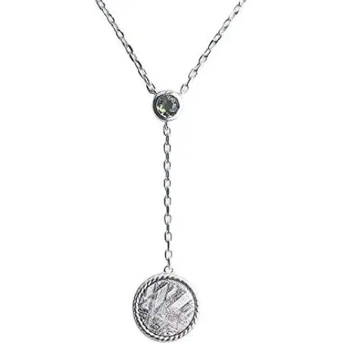Genuine Natural Gibeon Meteorite Moldavite Gemstone Silver Fashion Pendant Necklace AAAA 12mm