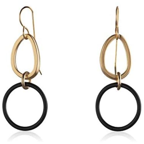 NIEVOS JEWELRY 24k Gold Plated Earring 24k Gold Plated, Oval Amorphic Linked Earring. Amorphic Style Designer Love Handmade For Her Made By Women Gift Jewelry