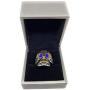 D&L Menswear Two Tone Gold & Silver Plated Stainless Steel Sugar Skull Gothic Cross Ring with Blue Rhinestone Eyes