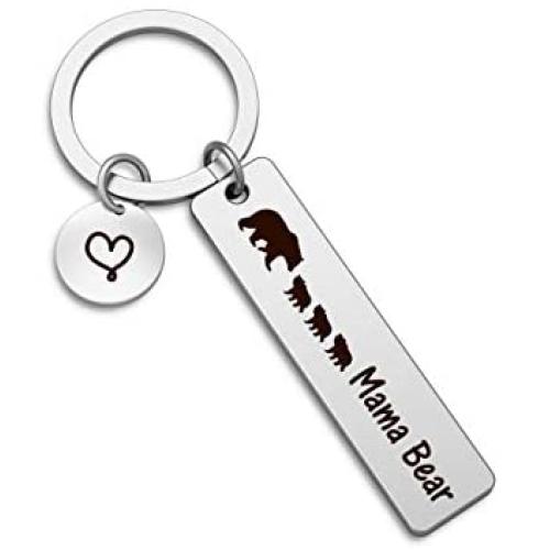 Mama Bear Bracelet Keychain Sweet Family Personalized Mama Bear Jewelry for Mother Wife Grandma Mothers Day