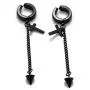 Fusamk Punk Rock Stainless Steel Cross Ear Clip Earrings Long Chain Drop Dangle Earrings