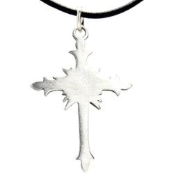 Trilogy Jewelry Pewter Gothic Cross with Pentagram Star Pendant on Leather Necklace