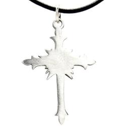 Trilogy Jewelry Pewter Gothic Cross with Pentagram Star Pendant on Leather Necklace