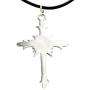 Trilogy Jewelry Pewter Gothic Cross with Pentagram Star Pendant on Leather Necklace