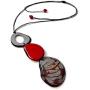 Tagua Nut Necklace Long Tagua Necklace in Red and Gray TAG638, Vegetable Ivory Necklace. Organic Handmade Tagua Nut Jewelry