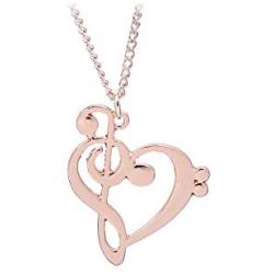 COLORFUL BLING Music Note Symbol Heart Shape Reble and Bass Clefs Pendant Necklace Minimalist Jewelry for Music Lover