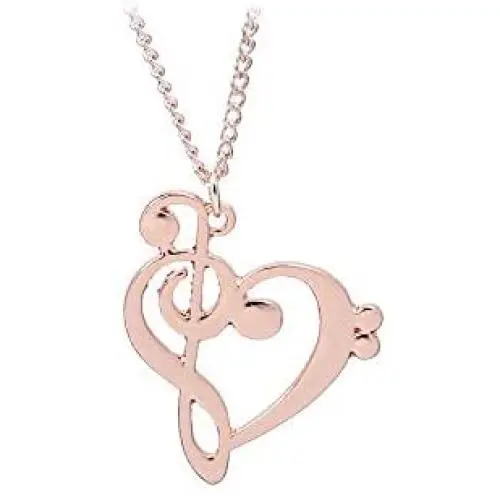 COLORFUL BLING Music Note Symbol Heart Shape Reble and Bass Clefs Pendant Necklace Minimalist Jewelry for Music Lover