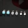 Sterling Silver Stud Earrings Hypoallergenic Earring Jewelry Gifts for Women Teen Girls Pack of 4 (Amethyst Opal CZ Earrings)