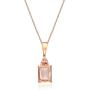 Gin & Grace 14K Rose Gold Natural Emerald Cut Genuine Morganite & Genuine Pink Tourmaline with Diamond Statement Cocktail Pendant for Women