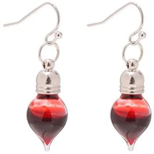 Red Blood Vial Drop Earrings Vampire Jewelry for Halloween